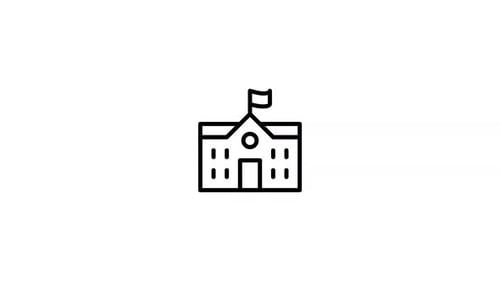 Flat Design School Building Icon Reveal Animation