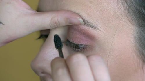 Eye Mascara Applied To Lashes, CLOSE UP