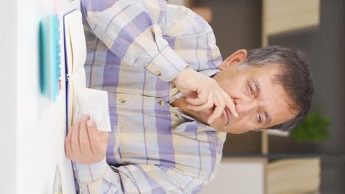 Man Counting Money at a Table