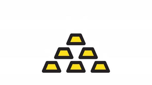 Animated gold bars icon . Seamless looping video with alpha channel on transparent background