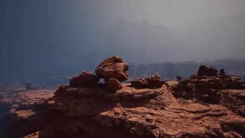 Massive Rock Formation in Desert