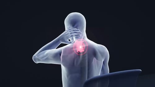 3D Animated Human Figure with Neck and Shoulder Pain Visualization