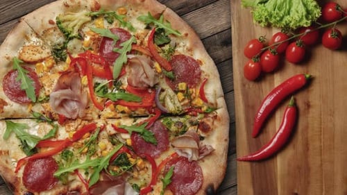 Traditional Italian Pizza Top View