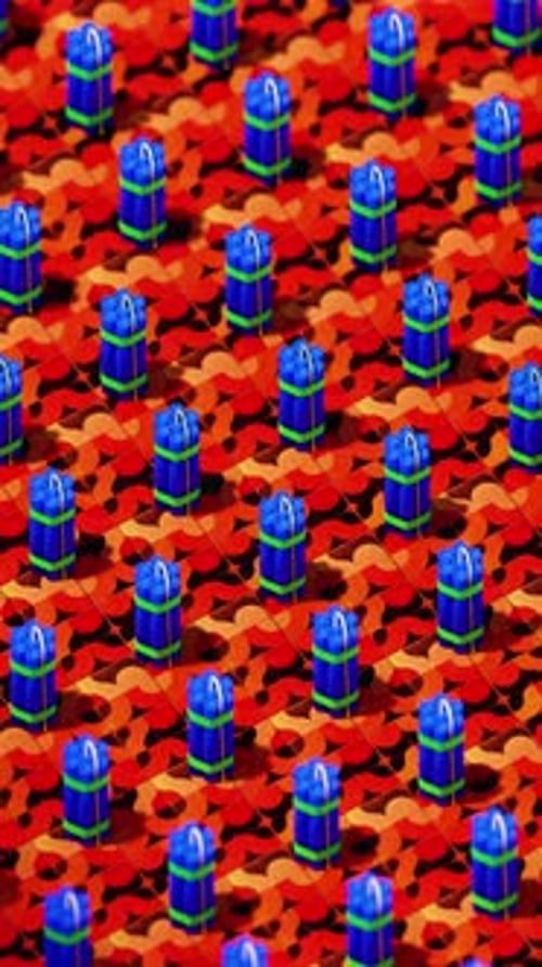 Waving Blue Cylinders Abstract Geometric Looping Background