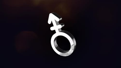 Animated 3D Metallic Transgender Symbol