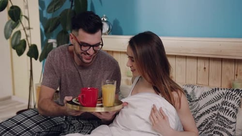 A Delightful Romantic Morning Surprise Featuring a Lovely Breakfast in Bed Experience