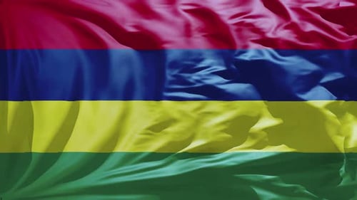 Realistic Waving Mauritius Flag National Symbol Seamless Loop