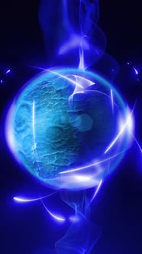 Dynamic Blue Energy Orb With Glowing Lines
