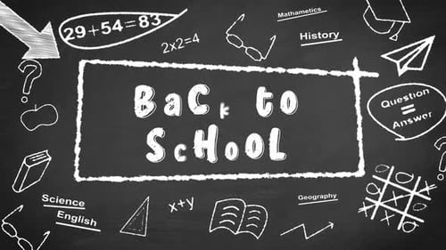 Back to School Chalkboard Design with Educational Doodles