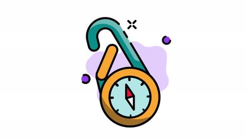 Animated Adventure Carabiner and Compass Icon