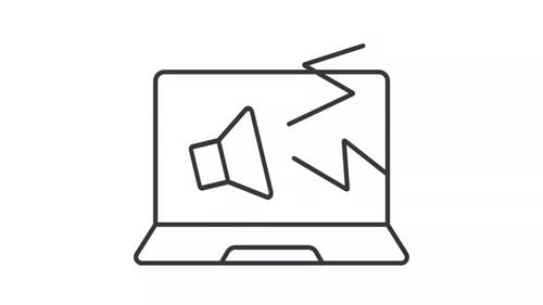 Animated Laptop Sound Icon with Error Waves