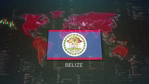 Belize Stock Market Chart Background With Flag
