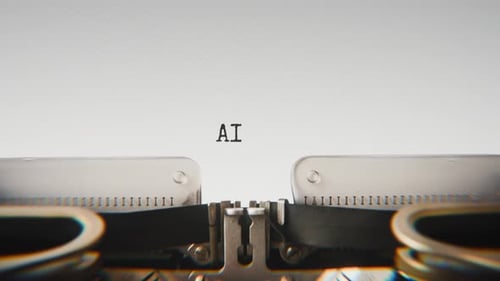 Old mechanical typewriter typing Ai Bias in a close-up view.