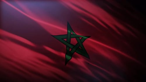Waving Moroccan Flag Background Loop with Fabric Motion