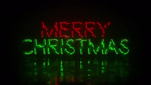 Panneau de fond fluo « Merry Christmas » de couleur rouge et verte Chasing avec boucle