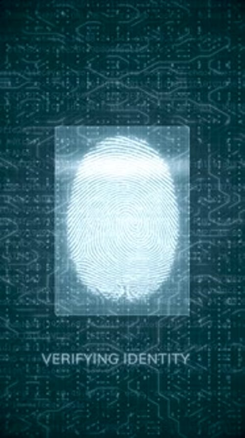 Futuristic Fingerprint Scan Identity Verification Access Granted