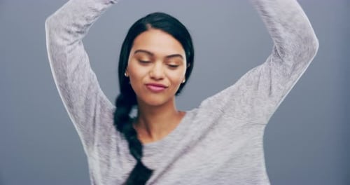Woman Smiling and Dancing in Close Up
