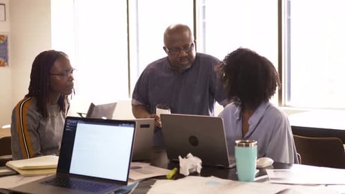 Business People with Paperwork and Laptops Meeting in Office 2529 Years