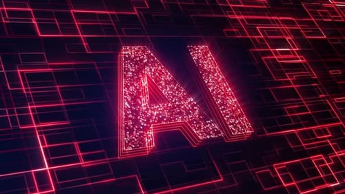 Futuristic AI Text Reveal with Digital Network Grid