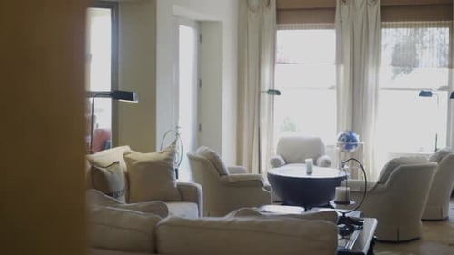 Sunlit Living Room with Light Furniture