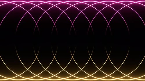 Abstrakter rotierender Neonkreis-Hintergrund in Rosa und Gelb VJ Loop In 4K