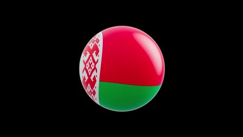 animation of the flag of the country "Belarus" stylized as a sphere. alpha channel