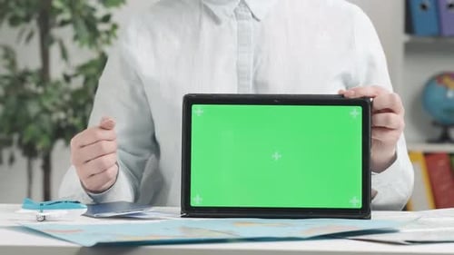 Travel Agency Digital Consultation Advertising Area Workspace Mock Up