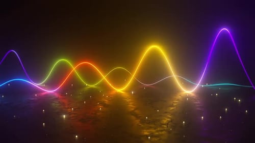 Dynamic Glowing Neon Sound Wave Abstract Animation