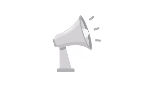 Animated Megaphone Announcing in Flat Design Style