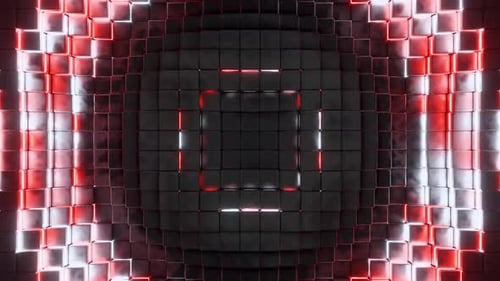 Red Digital Grid Wall Futuristic LED Loop Animation