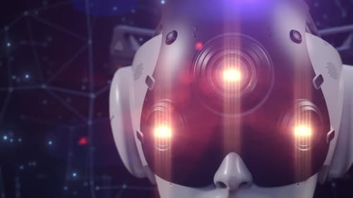 téléchargement complet de l'intelligence artificielle, portrait d'une femme robot.