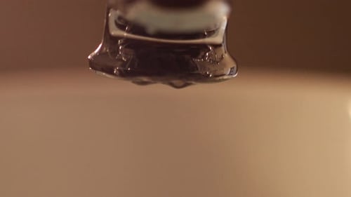 Tap dripping water in slow motion