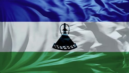 Lesotho National Flag Waving Seamless Loop Animation