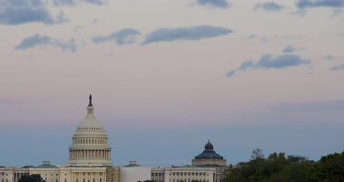 Sunlight Beginning to Fade over US Capitol Building in Washington DC