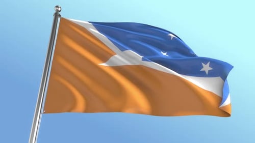 Realistic Generic Flag Waving Against Clear Blue Sky