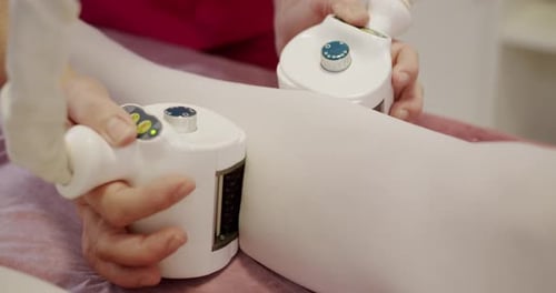 Leg Receiving Lymphatic Drainage Treatment Close Up