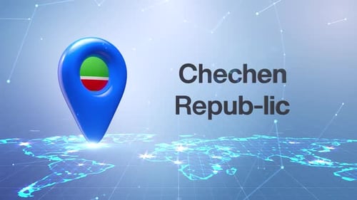 Animated World Map with Digital Network and 3D Location Pin