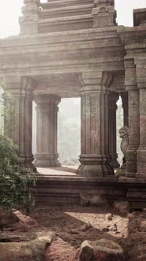 Ancient Temple Ruins in Cambodian Jungle