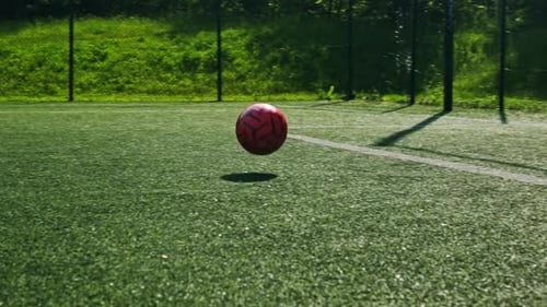 Little Goalkeeper Block The Goal On A Football Match