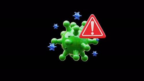 Animated 3D Virus and Danger Warning Icon