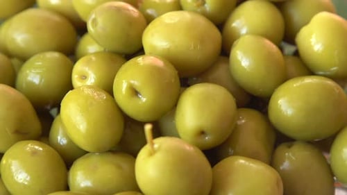 Green Olives Fruit Close Up Top View Food Background