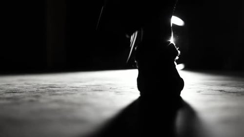 Silhouette of Woman's Legs Walking in High Heels