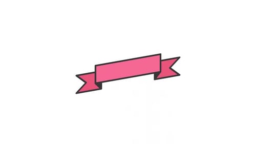 Flat Design Pink Ribbon Banner Element Animation