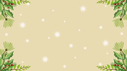Animated Christmas Holly and Snowflakes Corner Frame