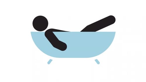 Animated Icon of Person Relaxing in Bathtub