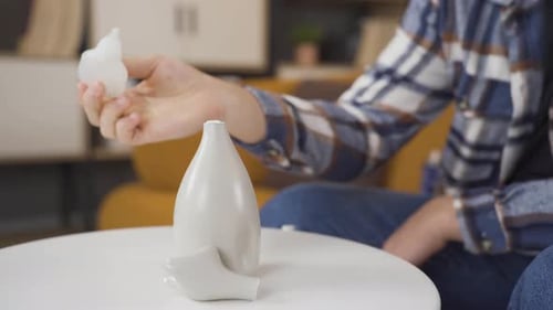Repairing broken items at home.