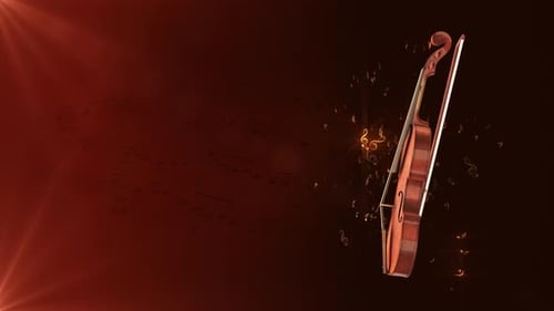 Elegant Animated Violin with Floating Musical Notes