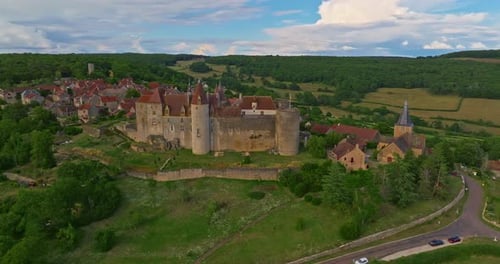 Aerial View Looking Down on the Chateau of Chateauneuf Burgundy France
