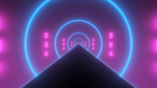 Túnel retrô de néon brilhante abstrato redondo, brilhante, multicolorido, lindo. Fundo abstrato