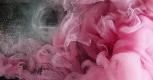 Swirling Pink and Gray Paint Plumes Abstract